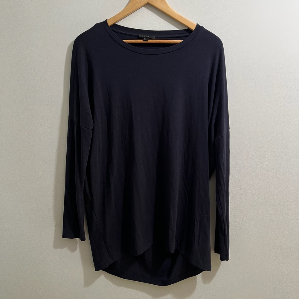COS Long Sleeve Oversized Navy/Black‎ Tunic Top Women S Capsule Minimalist Lagen